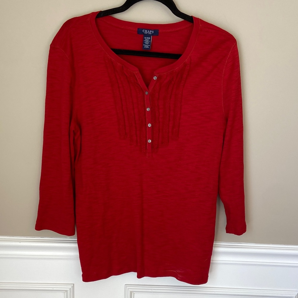 Chaps Women's Scarlet Long Sleeve Top -‎ XL